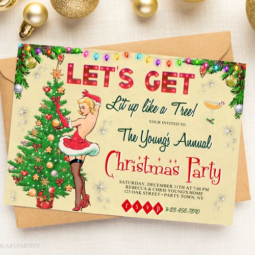 Funny Christmas Party Invite Retro Christmas Party - Etsy Funny Christmas Party Invite Retro Christmas Party - Etsy