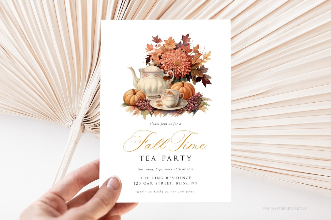 fall-time-tea-party-invitation-template-editable-fall-tea-party-invitation-autumn-floral-tea-party-ladies-fall-get-together-etsy for Fall Party Invitations Printable Free Fall Time Tea Party Invitation Template, Editable Fall Tea Party Invitation, Autumn Floral Tea Party, Ladies Fall Get Together - Etsy for Fall Party Invitations Printable Free