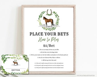 Horse Race Betting Sign WITH Bet Slips Template, Editable Derby Bet Wager Game, Kentucky Derby Betting Pool, Editable Digital File