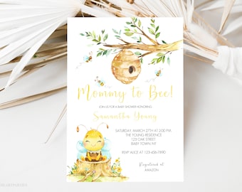 Editable Bee Baby Shower Invitation Mommy To Bee Gender Neutral Baby Shower Honey Bee Baby Shower Yellow Floral Bee Shower Instant File