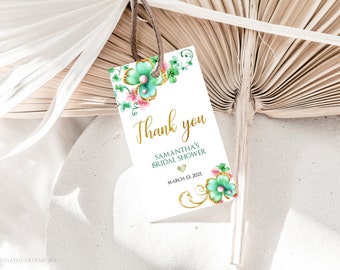 Saint Patrick's Day Bridal Shower Thank You Tags, St Pattys Day Favor Gift Tags, Lucky in Love Bridal Shower, Editable Template, Corjl