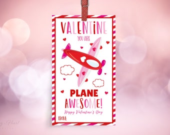 Editable Airplane Valentine's Day Gift Tag Valentine You Are Plane Awesome Airplane Friend School Tag Valentine Gift Tag Instant Download