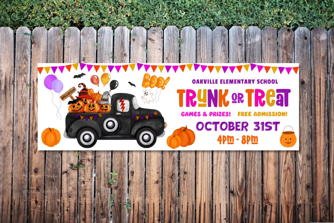 Editable Trunk or Treat Banner Trunk or Treat Backdrop Etsy