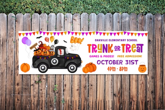 Editable Trunk or Treat Banner, Trunk or Treat Backdrop Template