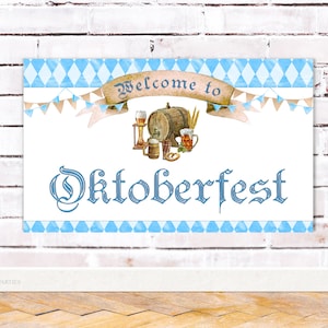 Editable Oktoberfest Party Decoration Backdrop Banner, Oktoberfest Party Supplies, Oktoberfest Wall Decorations, DIY Template, Party Banner