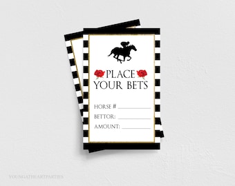 50PCS Kentucky Horse Derby Bets Card Horse Racing Invitation Betting Guessing Game Cards Party Supplies 