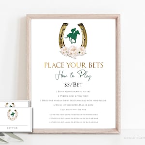 Horse Race Betting Sign WITH Bet Slips Template, Editable Derby Bet Wager Game, Belmont Stakes, Derby Betting Pool, Editable Digital File