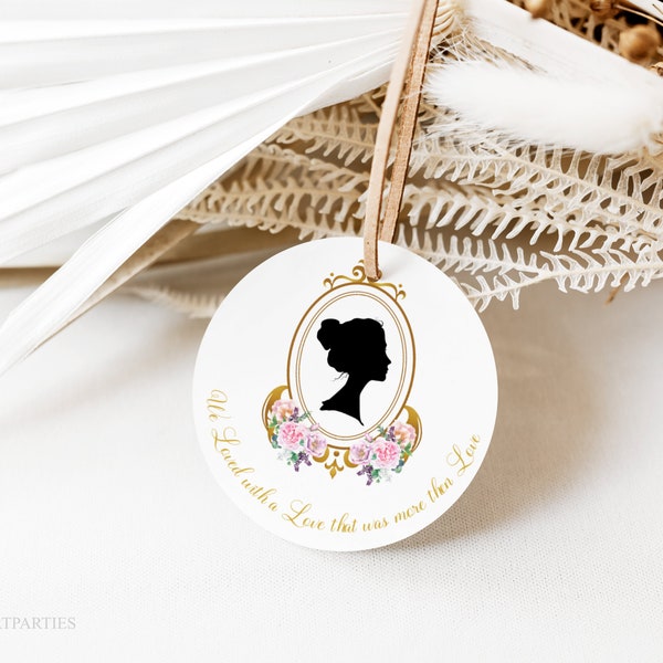 French Victorian Bridal Shower Favor Tag Template, Editable Romantic Round Thank You Tag, Printable Wedding Tags Favor, Instant Download