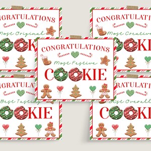 EDITABLE Christmas Cookie Award Certificates Cookie Exchange Voting Awards Cards Holiday Cookie Voting Cookie Party Decor Instant Download