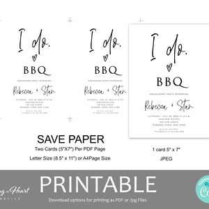 Editable I Do BBQ Invitation Template, Minimalist Engagement Party Invitation, Couples Shower ...