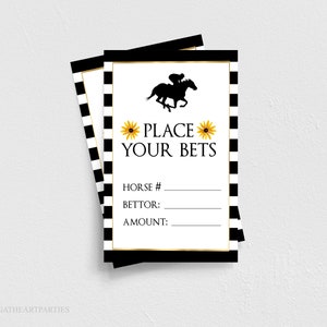 Preakness Stakes Horse Race Betting Card Template, Derby Bet Cards, Black Eyed Susan, Wager Cards, Horse Pool Bet, Printable Derby Games