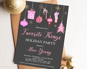 Christmas Invitation, Editable Favorite Things Party Invite, Holiday Party, Ladies Christmas Party Invitation, Editable Template, Corjl