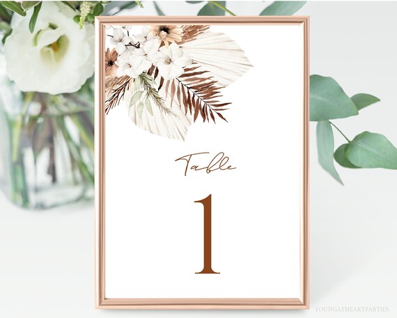 Printable Boho Dried Florals Table Numbers Template, Boho Table Numbers, Modern Wedding Table Numbers, Boho Floral Table Number Template Il_570xn