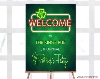 St. Patrick's Day Party Welcome Sign, St. Patty's Day Celebration Welcome Party Poster, Saint Patrick's Party Decor, Editable Template