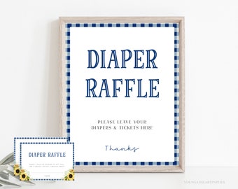 Navy Blue Baby-Q Shower Diaper Raffle Sign, Editable BBQ Baby Shower Diaper Game, Couples Baby Shower Diaper Tickets, Backyard Baby Shower