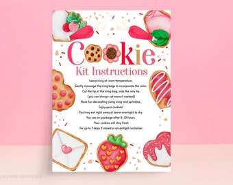 Editable Valentines Cookie Kit Instructions Cookie Decorating Party DIY Cookie Kit Valentine Label Instant Download Printable Template Corjl