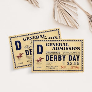 Vintage Kentucky Derby Ticket Vorlage, bearbeitbarer Derby Day Eintrittskarte Stub, Derby Pferdeparty druckbar, Rennpferd Derby Dekorationen