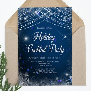 Holiday Cocktail Party Invitation, Elegant Christmas Party Invitation, Office Christmas Party Invite, Editable Template, Corjl Invite