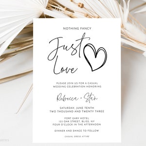 Nothing Fancy Just Love Wedding Invite, Minimalist Wedding Invitation Template, Simple Modern Wedding Invite, Reception Invitation, MBW11