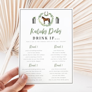 Editable Derby Drinking Game, Kentucky Derby Drink If Game Template, Horse Race Drinking Game, Kentucky Derby Party Drinking Activity