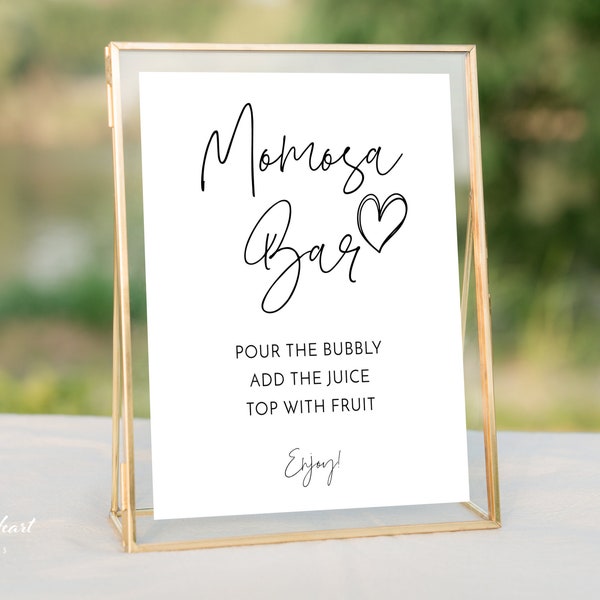 Minimalist Baby Shower Mimosa Sign, Momosa Bar Sign Template, Baby Shower Bubbly Bar, 100% Editable Text, Printable, Instant Download, MBW11