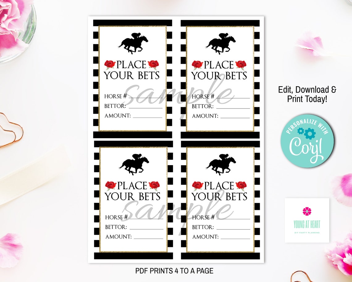 Kentucky Derby Horse Race Betting Cards EDITABLE Printable Etsy