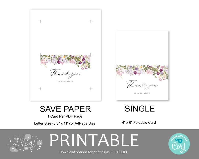 Spring Flowers Thank You Card Template, Thank You Card Printable, Easter Florals Thank you Card, Floral Thank You, Edit with Corjl, SPBL image 5