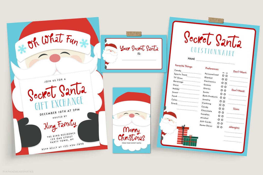 Editable Secret Santa Template Bundle Printable Secret Santa Editable Secret Santa Template Bundle Printable Secret Santa