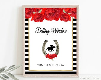 Kentucky Derby Betting Window Derby Sign Template, Editable Horse Race Betting Poster, Derby Red Roses Party Decorations, Digital Sign