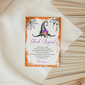 Bewerkbare Halloween Baby Douche Boek Verzoekkaarten, Halloween Boek voor Baby Insteekkaart, Baby Douche Spelletjes, Instant Download Afdrukbaar