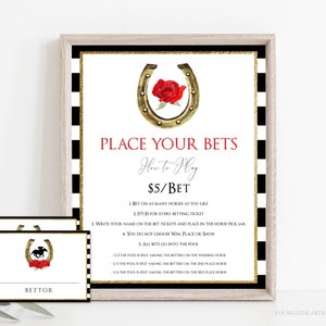 Red Roses Derby Race Betting Sign With Bet Slips Template, Kentucky ...