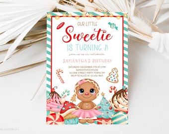 Editable Gingerbread Birthday Party Invitation, Holiday Cookie Decorating Party, Baking Birthday Party Invitation, Instant Download