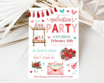 Editable Galentines Day Party Invitation, Galentines Party Invite, Valentines Party Invitation, Girls Night Out Party, Ladies Night Party