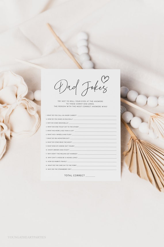 Minimalist Dad Jokes Baby Shower Game, Modern Gender Neutral Baby