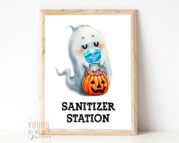 Halloween Social Distance Sign Hand Sanitizer Sign Table Display Sign Sanitizing Station Covid Halloween 2020 Instant Download By Young At Heart Parties Catch My Party