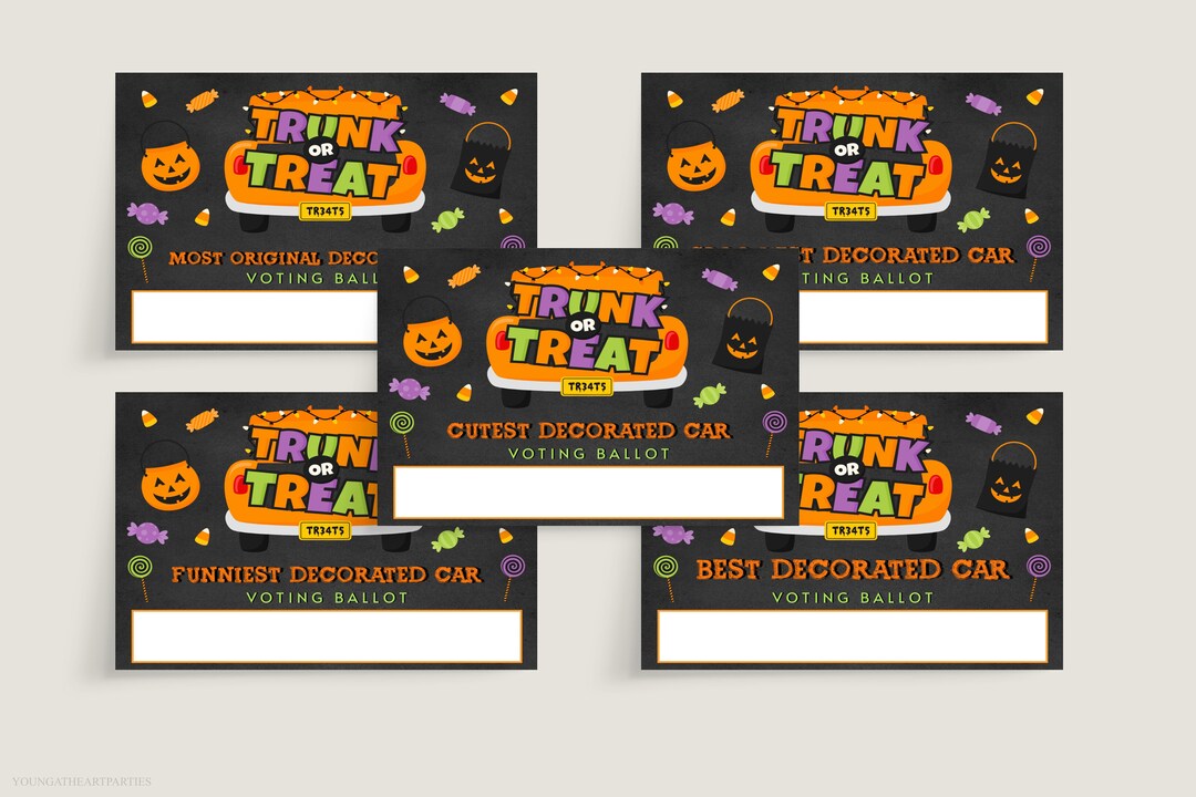 Trunk or Treat Contest Ballot Template, Editable Car Decorating Voting