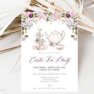 Spring Tea Party Invitation Template, Editable Spring Tea Party Invitation, Spring Floral Tea Party, Ladies Spring Get Together, SPBL