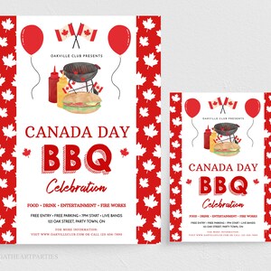 Modèle d'invitation de flyer fête barbecue fête du Canada, 1er juillet modifiable affiche fête de la fête du Canada, fête de quartier Canada, anniversaire du Canada imprimable