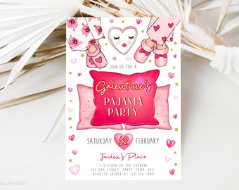 Invitation modifiable à la soirée pyjama de Galentine, invitation à la fête de la Saint-Valentin, invitation à une soirée entre dames, invitation à une soirée entre filles