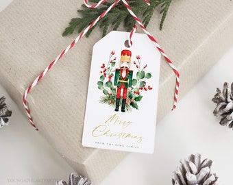 Editable Traditional Nutcracker Christmas Gift Tag, Nutcracker Tag Template, Holiday Nutcracker Thank You Favor Tag, Instant Download, NCP