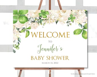 Saint Patrick's Day Baby Shower Welcome Sign Template, Shamrock Baby Shower Welcome Sign, St. Patty's Day Shower, Lucky Baby Shower