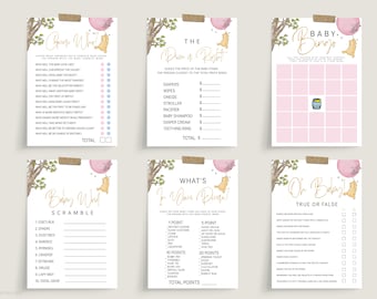 Classic Winnie The Pooh Baby Shower Games Bundle Templates, Editable Pink Winnie the Pooh Baby Shower Games, Pooh Bear Baby Shower Games Set