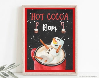 Hot Cocoa Bar Sign Printable Hot Chocolate Bar Table Sign Cookies Cocoa Snowman Winter Party Decor Digital Printable Instant Download