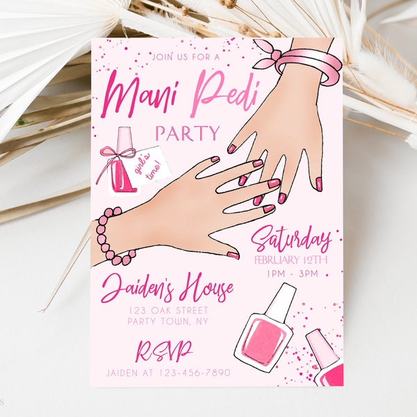 Mani Pedi Party Invitation, Spa Party Invitation, Girl's Spa Birthday Party Invitation, Ladies Night Invitation, Bridal Shower Invite