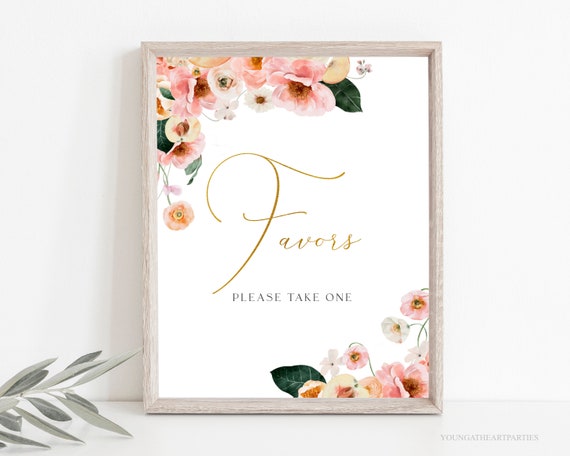 Peach Favors Sign Printable, Georgia Peach Favor Sign, Floral Peach Favors Sign, Instant Download, Baby Shower Sign, Favours Sign, FPBS Il_570xn