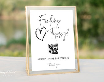 Tip Your Bartender Sign Template, Feeling Tipsy Sign, Editable Venmo Tip Sign, Wedding Bar Tip Sign, Cash App, 8x10, Instant Download, MBW11