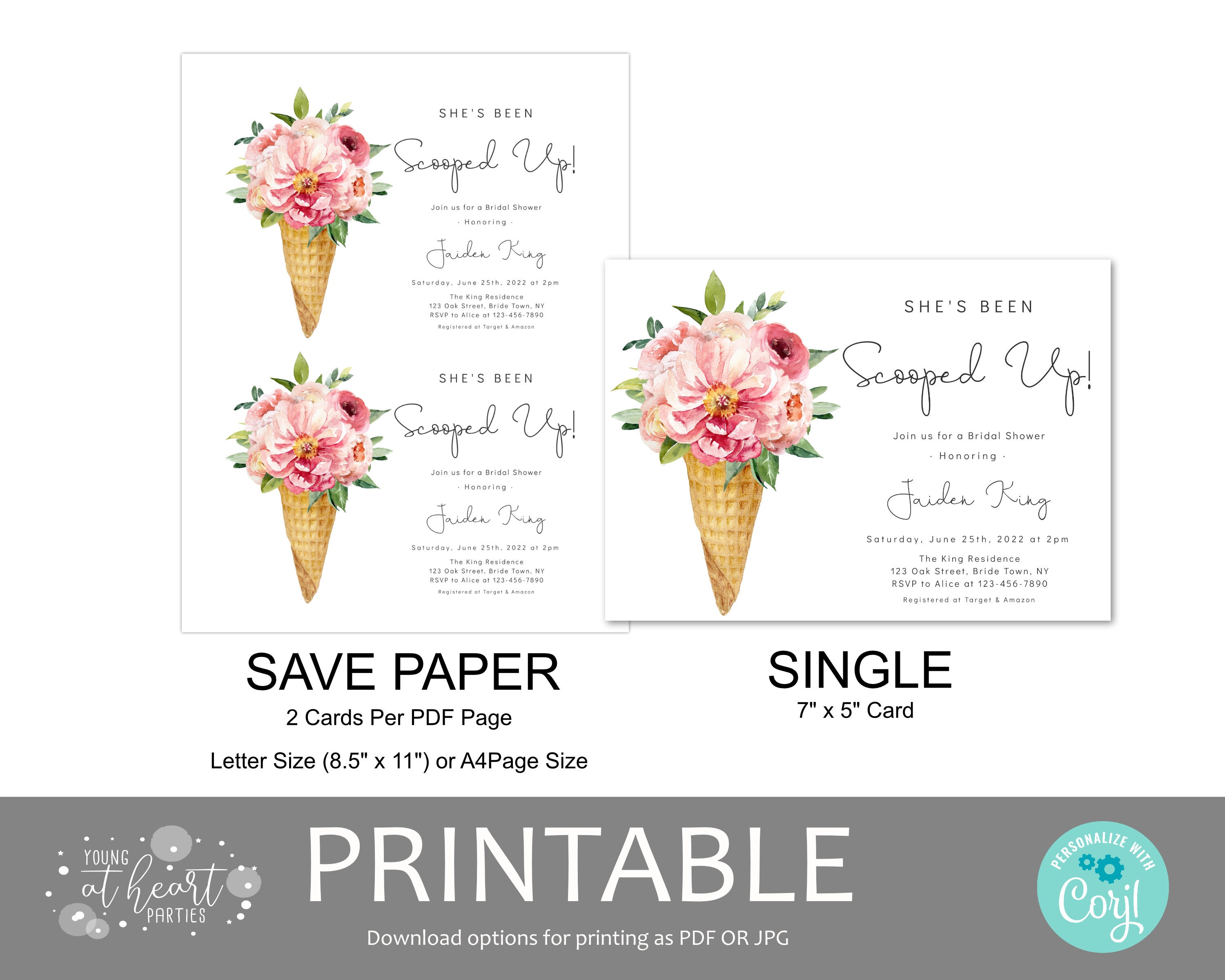 She's Been Scooped up Bridal Shower Invitation Template Etsy