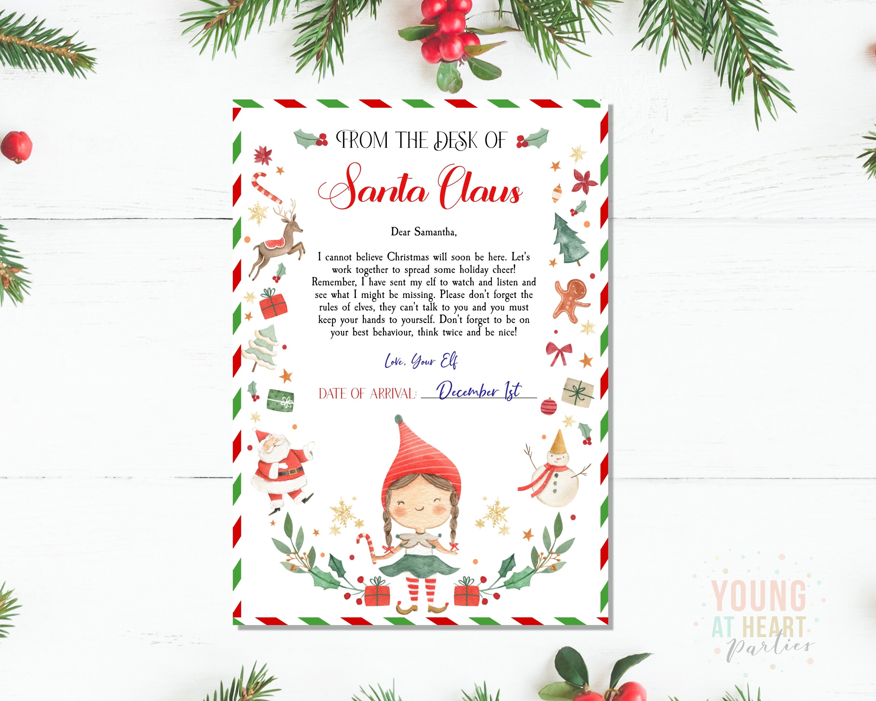 Editable First Time Girl Elf Arrival Letter Return Letter Christmas Elf I