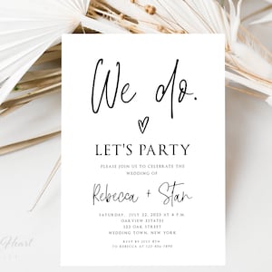 Minimalist We Do Wedding Invitation, Editable Let's Party Wedding Invite, Wedding Elopement Invite, Casual Reception, DIY Wedding, WEDO1