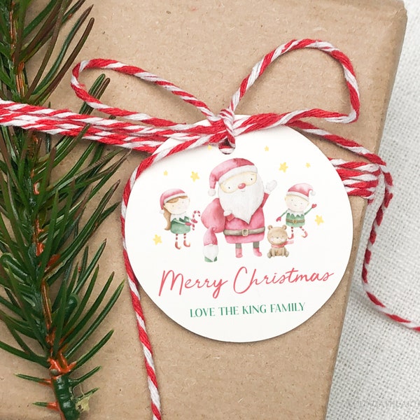 Editable Christmas Tags, Christmas Gift Tags, Holiday Favor Tags, Santa Claus Tag, Holiday Gift Tag, Christmas Circular Square Tag Download